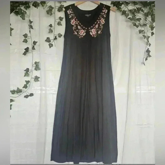 Coldwater Creek Embroidered Sleeveless V-Neck Maxi Dress - Picture 1 of 5